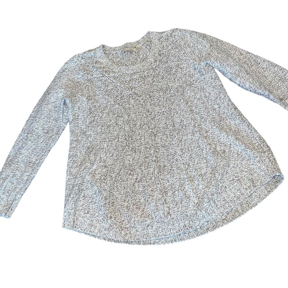 Soft Surroundings Cable Knit Sweater Wool Blend Womens Size XL Scoop Neck Shiny